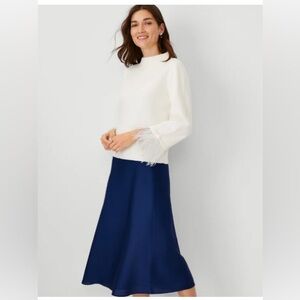 Ann Taylor Petite Feather Cuff Mock Neck Sweater